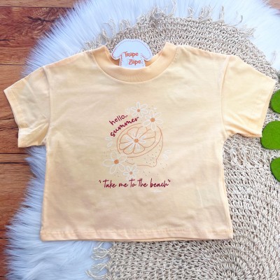 Conj. Blusa Hello Summer e Short Saia Flrorzinhas - Amarelo